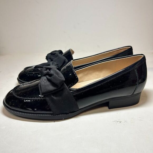 Bandolino Womens 8 M Black Multi Lindio Bow Slip On Flat Loafers NIB IR7 - Picture 4 of 5